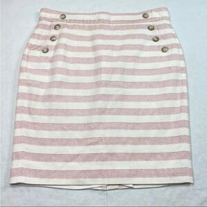 SIZE 6 NWOT 100% Cotton Loft striped pencil skirt with button detail and pockets